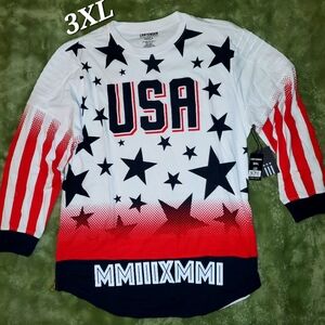 3XL - CONTENDER USA LONG SLEEVE SHIRT, FLAG DESIGN. $62.50 RETAIL